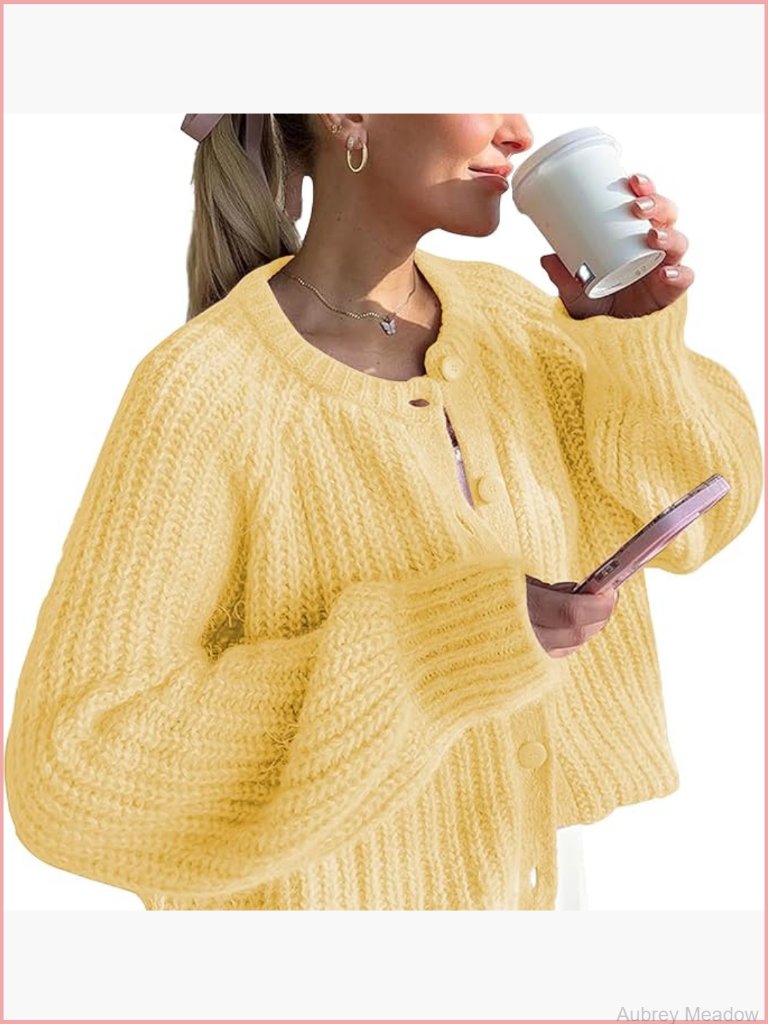 Chunky Y2k Cardigan Sweater Long Sleeve Button Down Open Front Knit Coat
